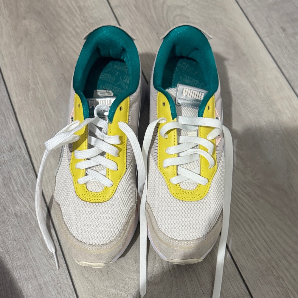 Puma Sneakers - White, Yellow, and Teal